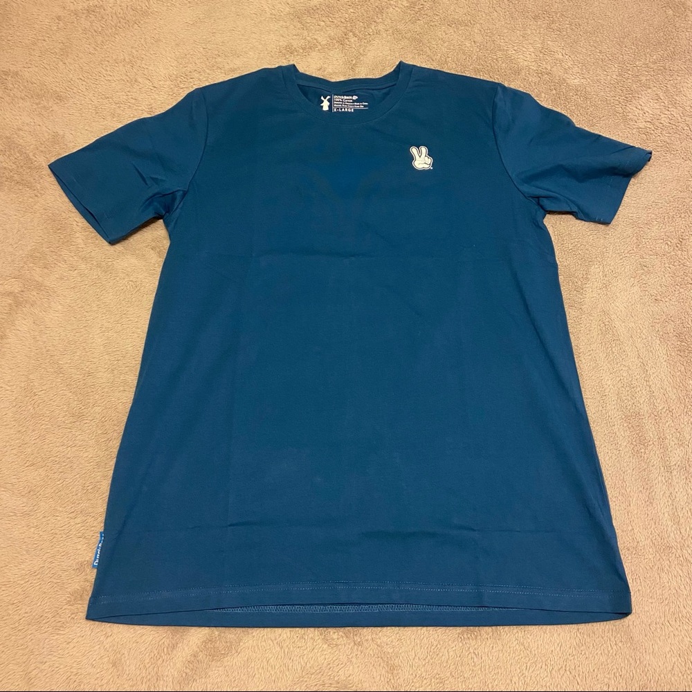 BRAND NEW: Blue Dutch Bros Peace Sign shirt, Men’s XL